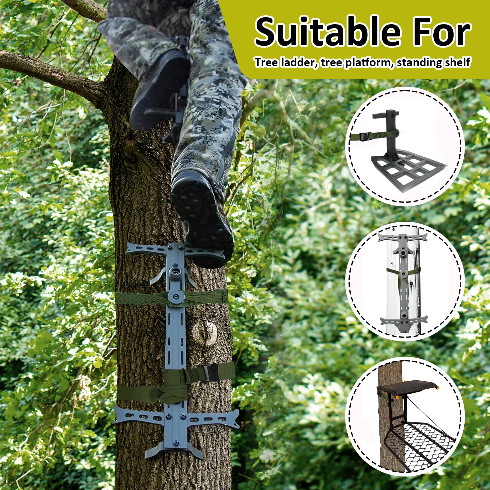 Vecacosic secure attachment on a tree shows versatile Hang-ons and sticks fitting.