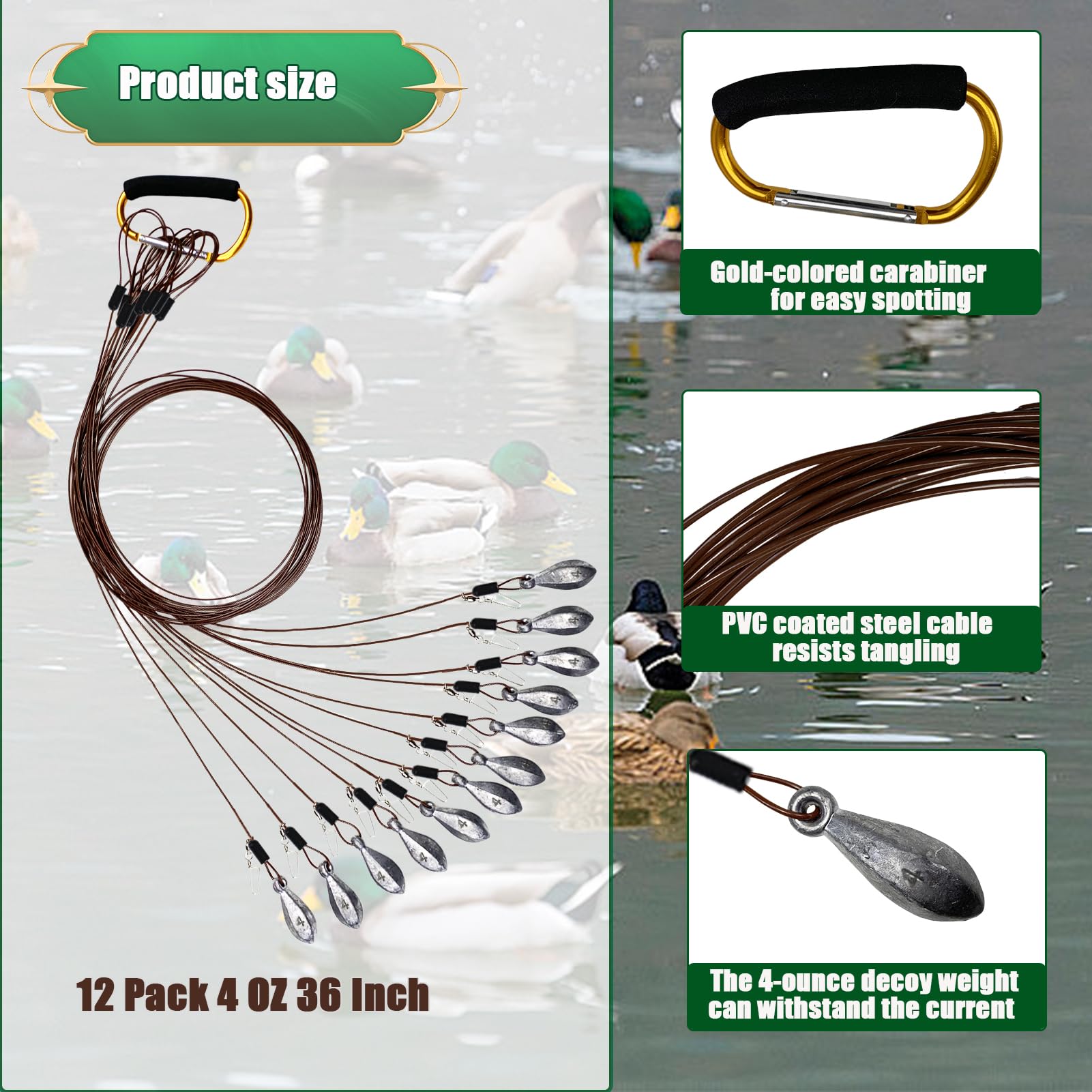 Vecacosic Texas duck rig 32in 4oz weight supports compact, tangle-free deployment and retrieval.