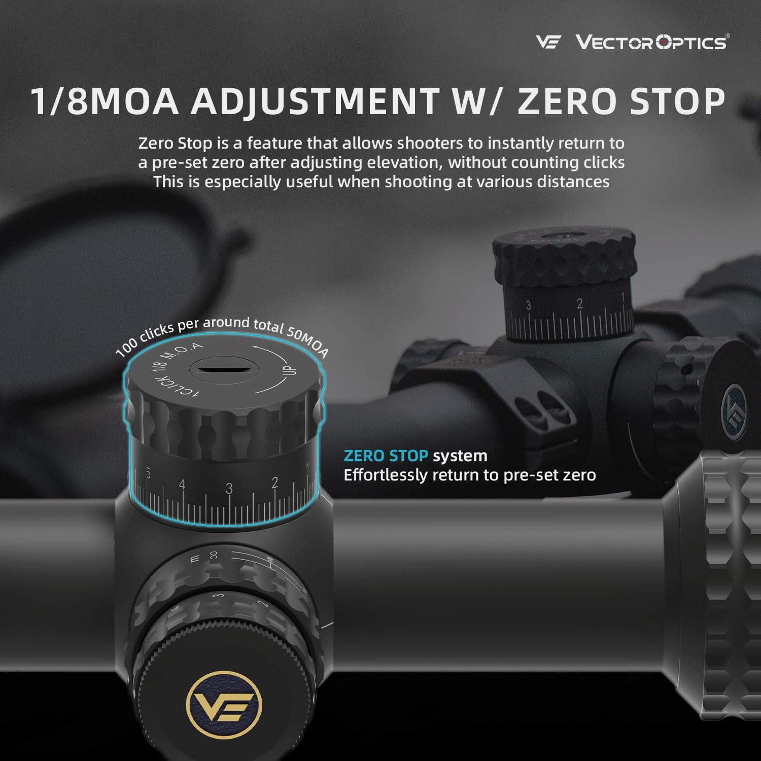 Vector Optics Sentinel side-parallax adjustment enabling precise distance focus.