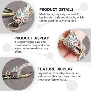 Veemoon dragon-head design carabiner secures keys on belts and bags