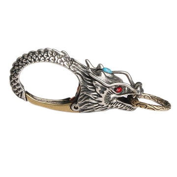 Veemoon dragon-head keychain in antique brass adds bold style to keys