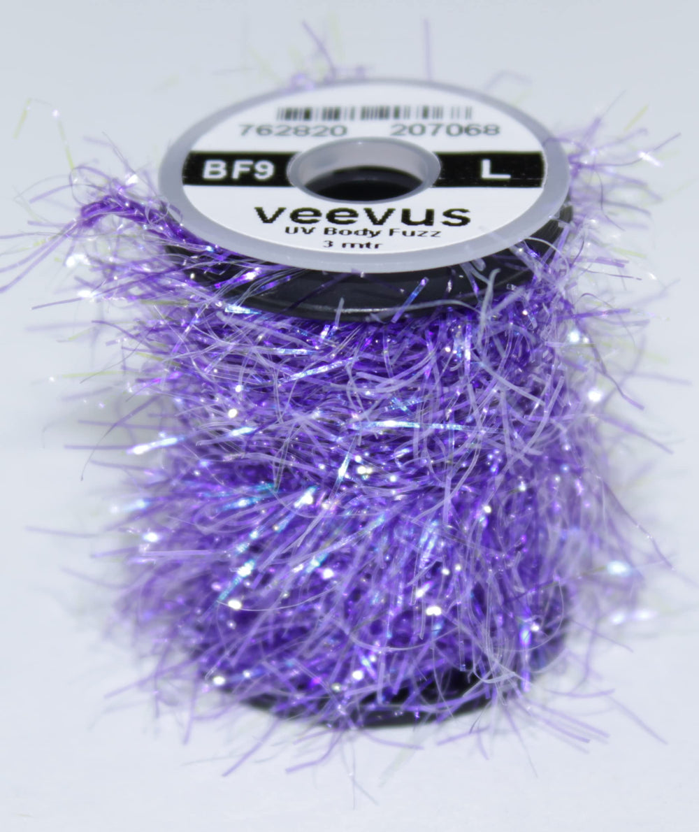 Veevus UV Body Fuzz on a spool, ideal for wrapping into vivid fly bodies.