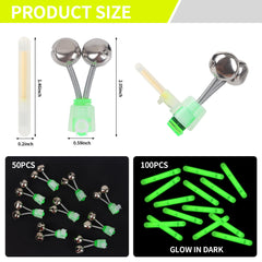 Close-up of clip-on glow sticks on fishing rod tip