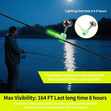 Glow sticks illuminated for night fishing showing long brightness
