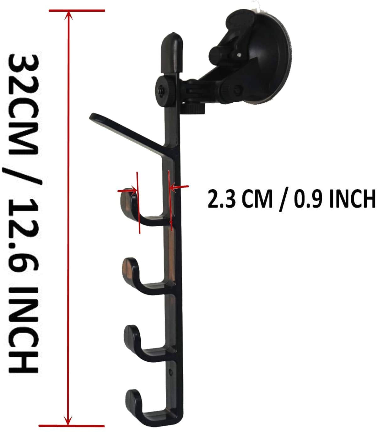 Vehicle interior fishing rod storage rack holding five rods