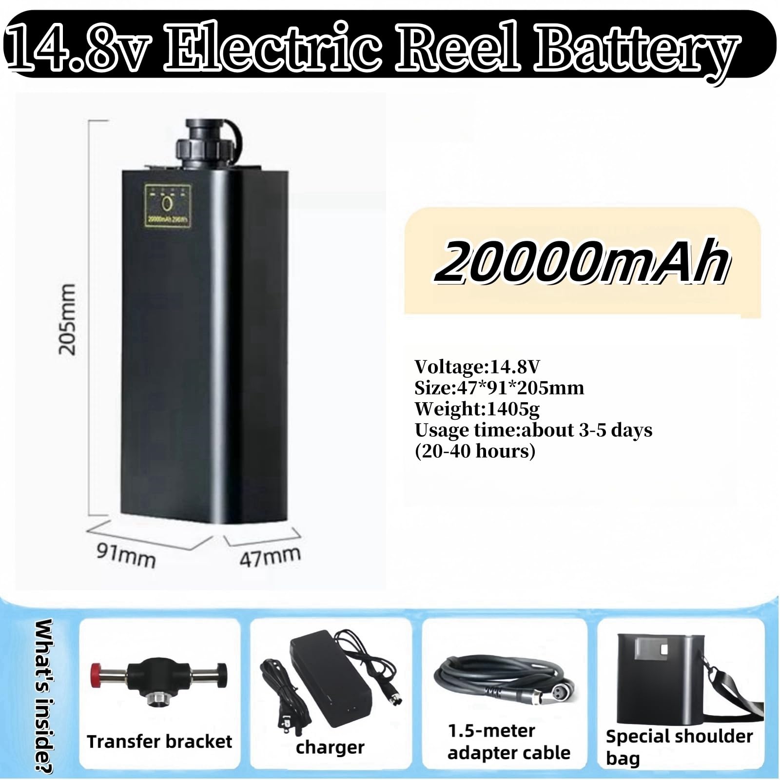 Velycein battery cord extended to 4.92 feet for flexible on-deck placement