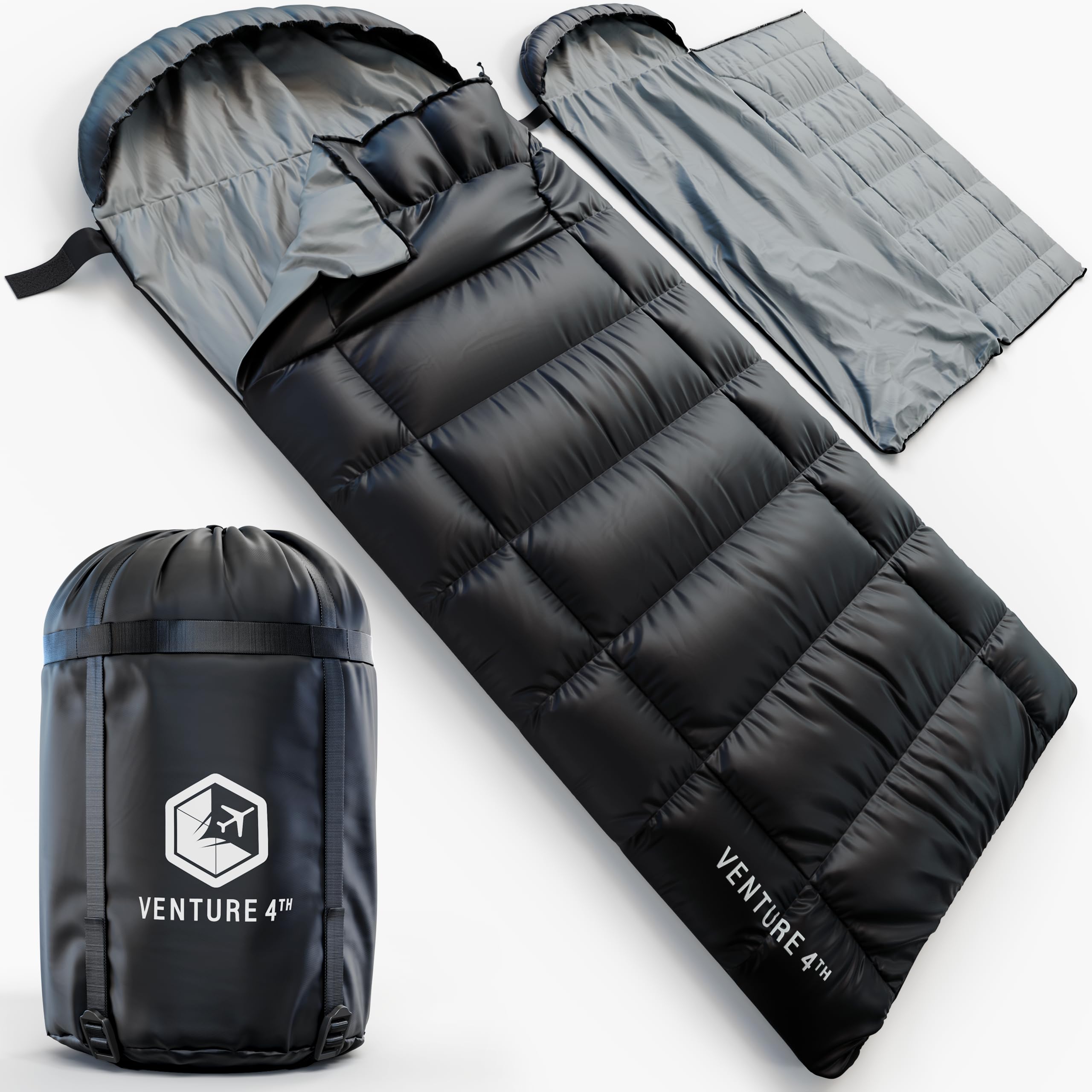 VENTURE 4TH 3-season XXL sleeping bag exterior shows water-resistant shell for reliable camping.