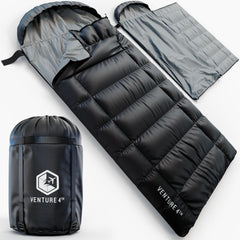 VENTURE 4TH 3-season XXL sleeping bag exterior shows water-resistant shell for reliable camping.
