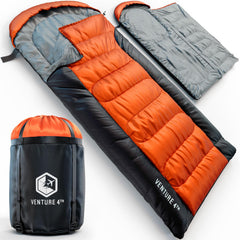 VENTURE 4TH 3-Season XXL sleeping bag front view shows roomy, tall camper-friendly design.