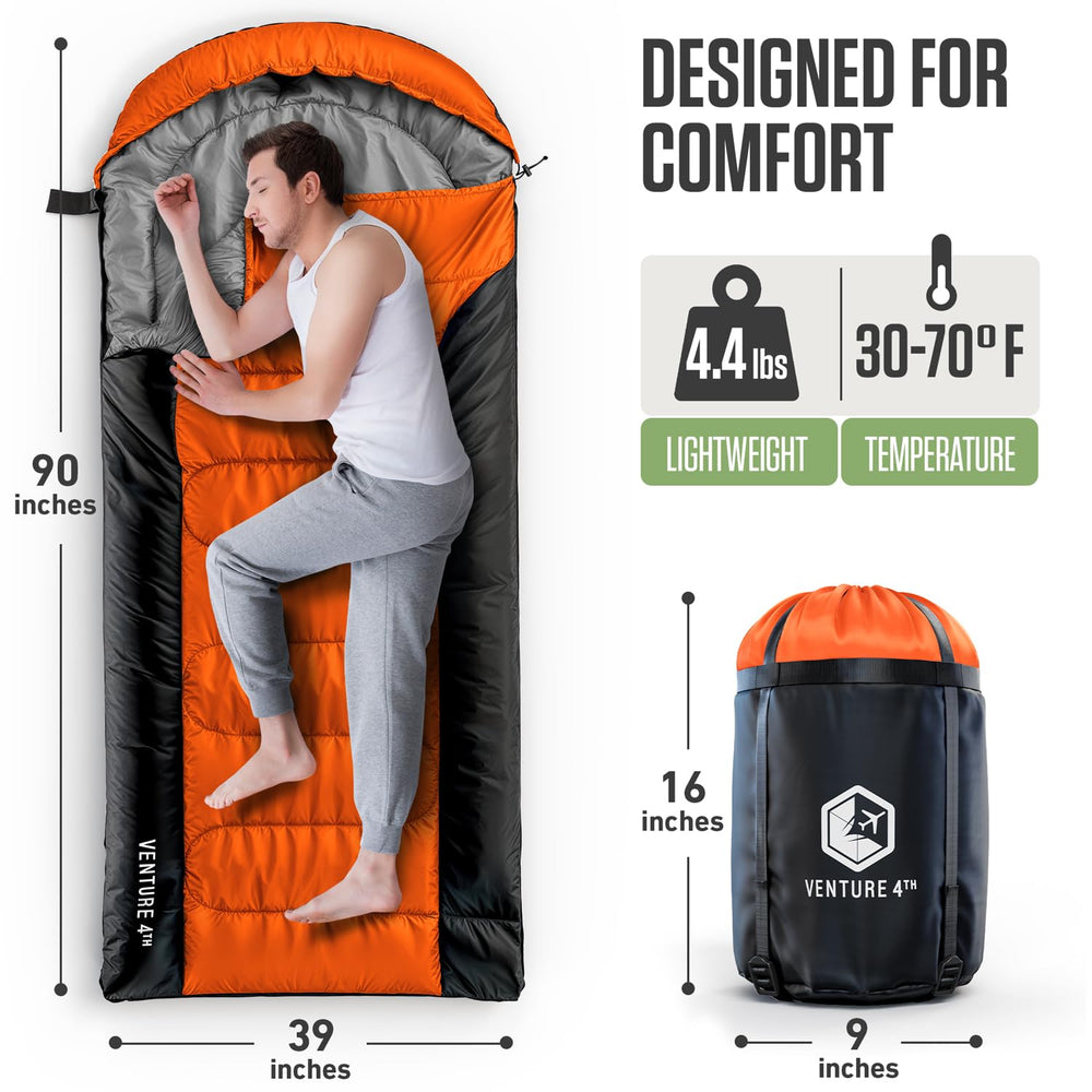 VENTURE 4TH sleeping bag inside view highlights breathable warmth for temperate seasons.