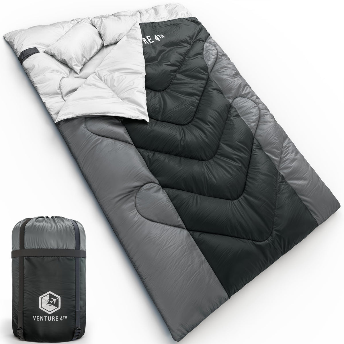 VENTURE 4TH double sleeping bag two person inside view for cozy camping comfort