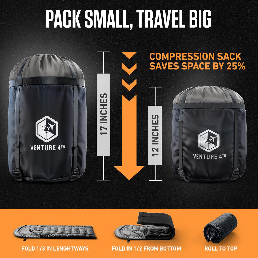 VENTURE 4TH sleeping bag anti-snag zippers ensure smooth opening in any conditions.