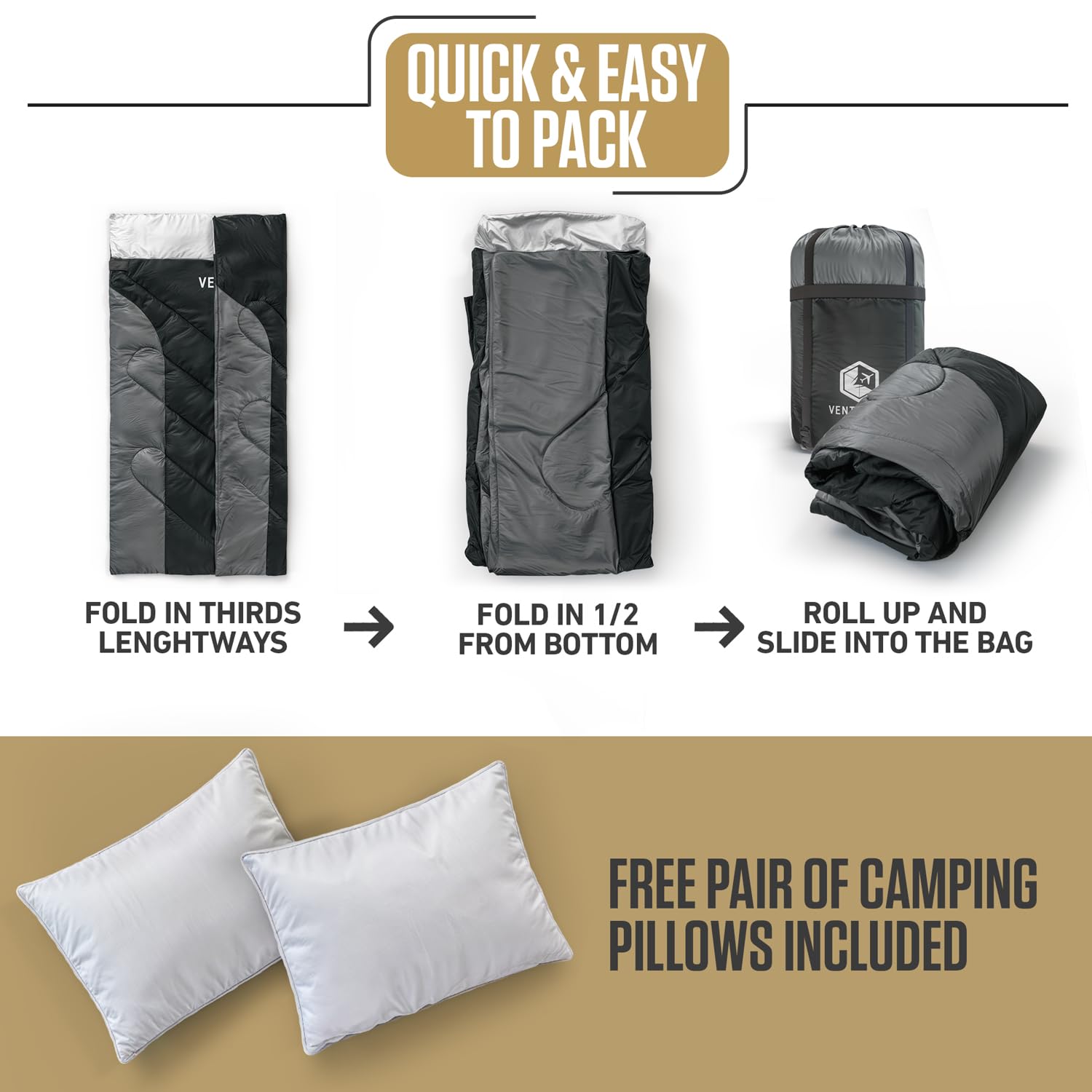 VENTURE 4TH sleeping bag anti-snag zippers image emphasizes smooth access for both sleepers