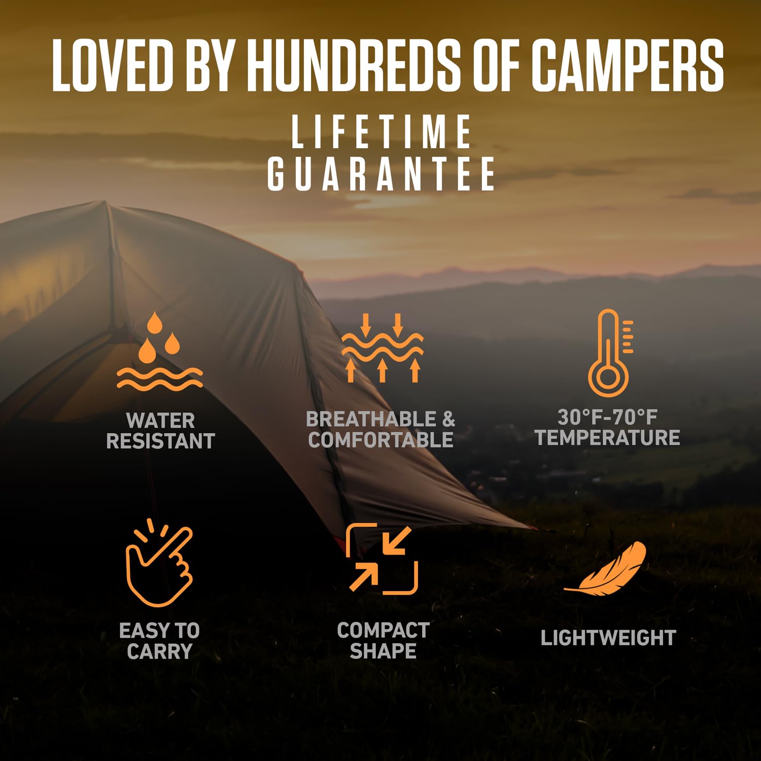 VENTURE 4TH sleeping bag ideal for camping and hiking adventures, easy to pack.