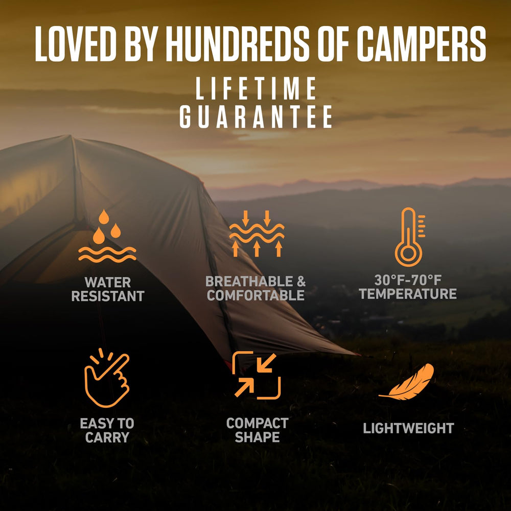 VENTURE 4TH sleeping bag ideal for camping and hiking adventures, easy to pack.