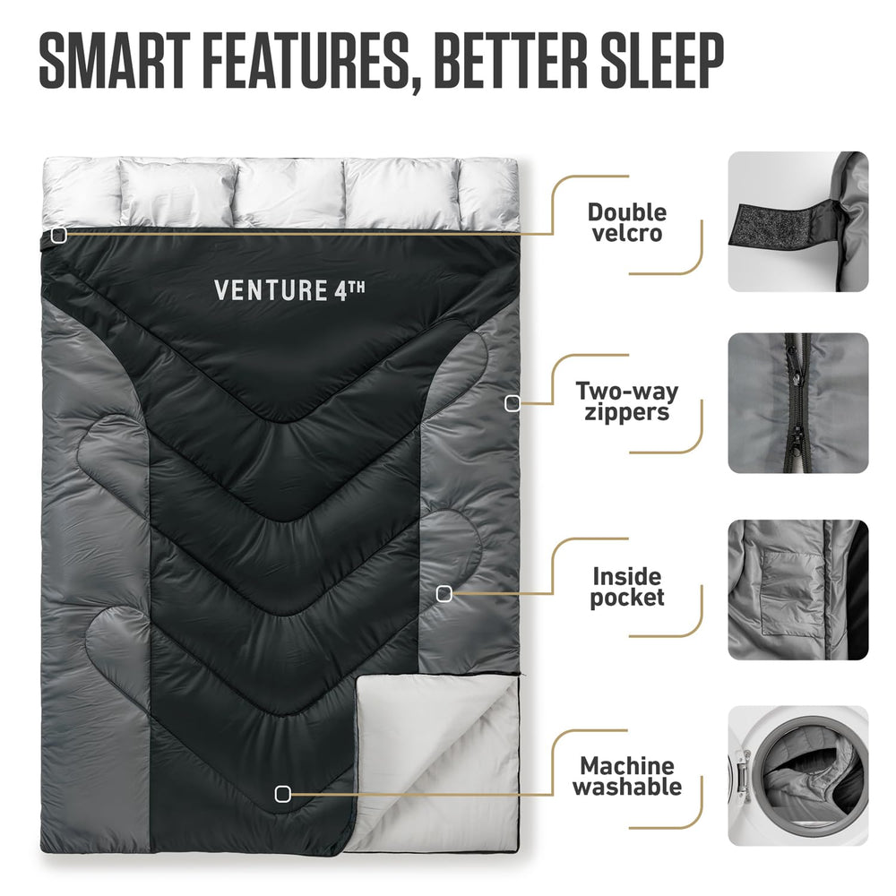 VENTURE 4TH lightweight packable sleeping bag fits in a compact compression sack