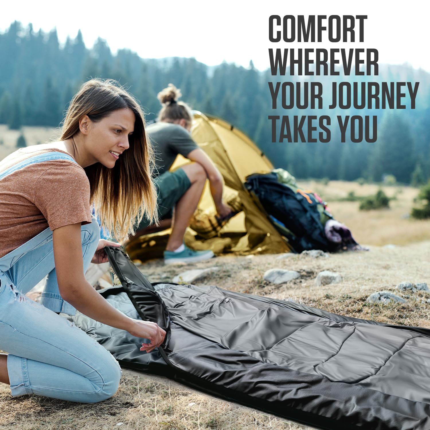 VENTURE 4TH sleeping bag two-way zipper open for adjustable airflow and comfort.
