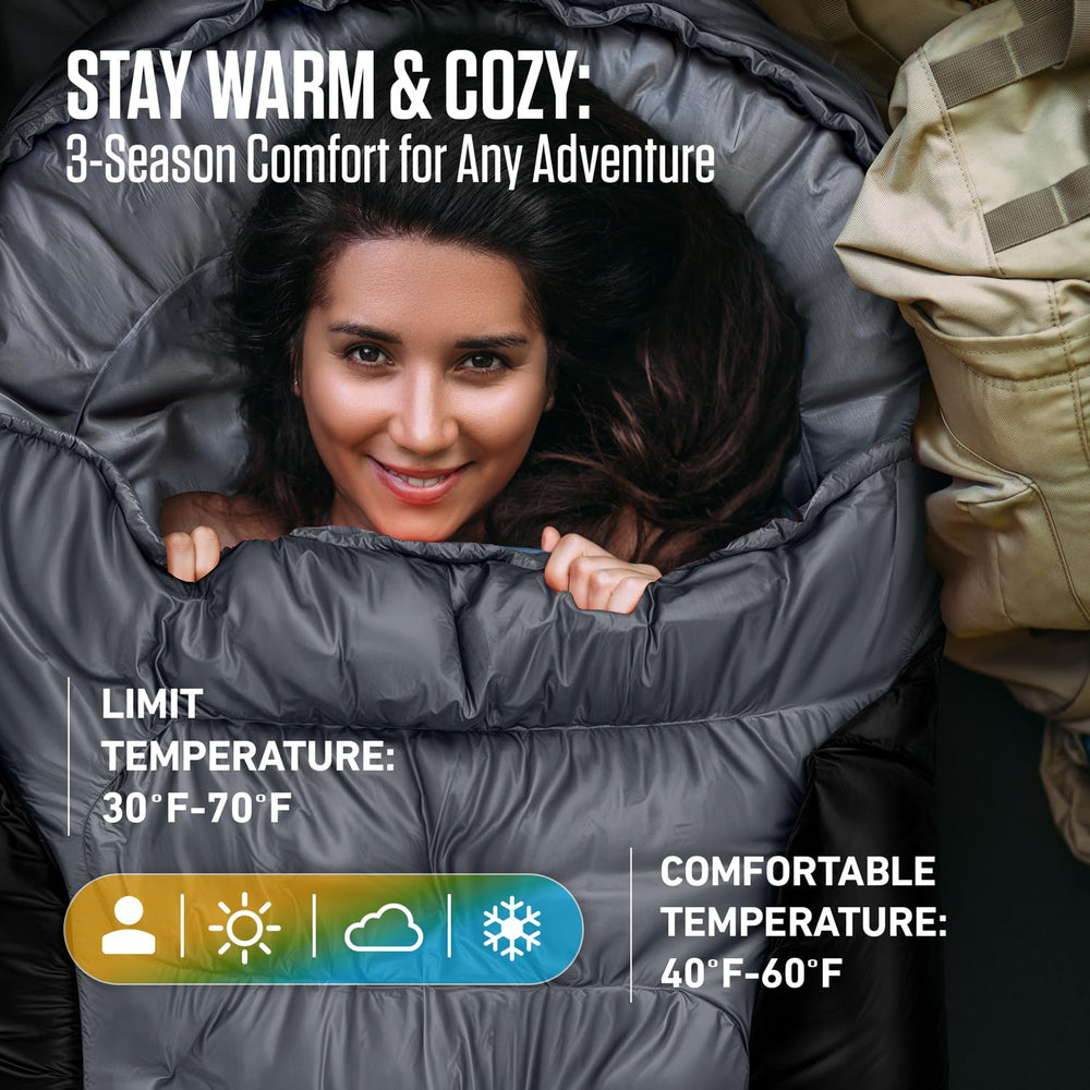 VENTURE 4TH sleeping bag water-resistant shell close-up for dry nights outdoors.