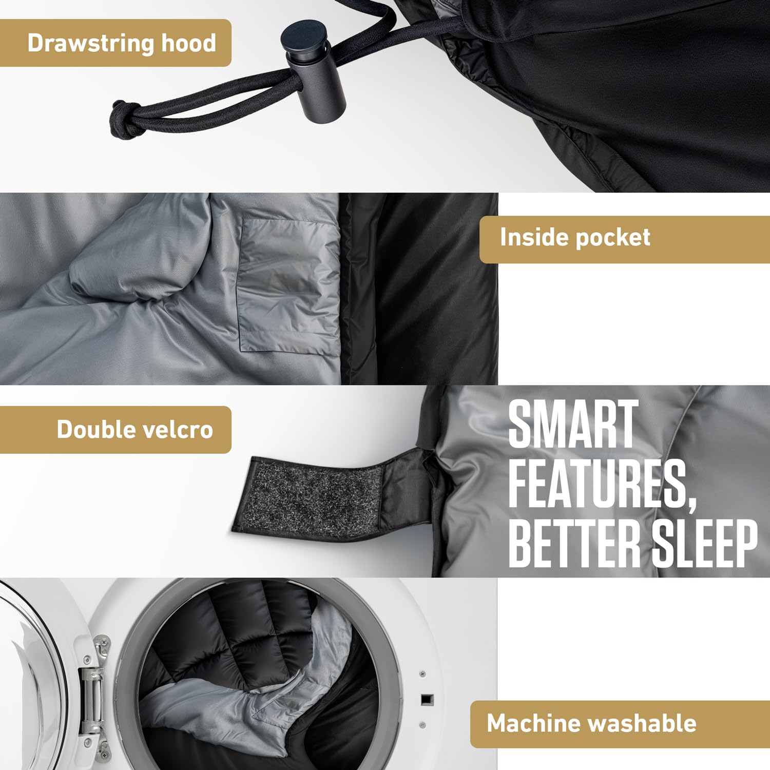 VENTURE 4TH sleeping bag water-resistant shell protecting gear in wet camping conditions.