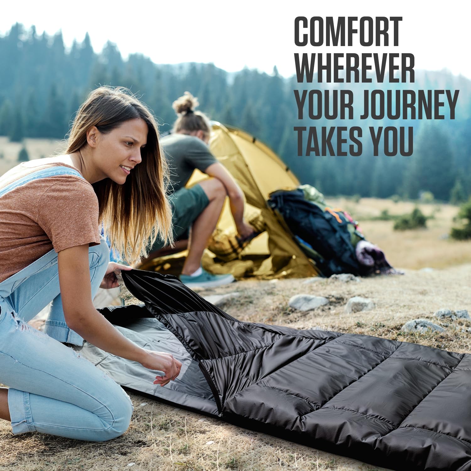 VENTURE 4TH XXL sleeping bag in compression sack for easy packing on trips.