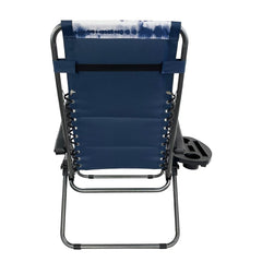 Venture Forward Everyday Padded Zero Gravity Chair showing upright and reclined dimensions for versatile lounging.