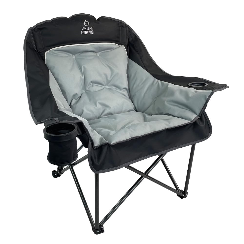 Venture Forward oversized folding camping chair front view offers comfortable seating outdoors.