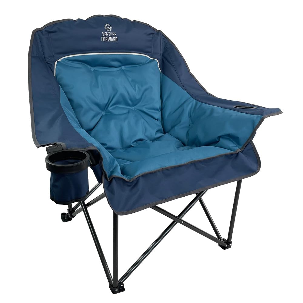 Venture Forward oversized folding camping chair open for relaxing outdoor seating.