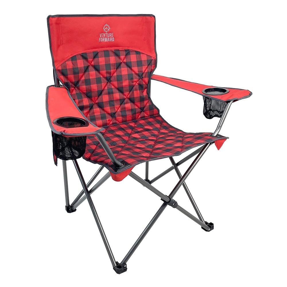 Venture Forward Quilted Quad Chair backrest for extended camping comfort
