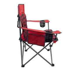 Venture Forward Quilted Quad Chair built-in cup holder within easy reach