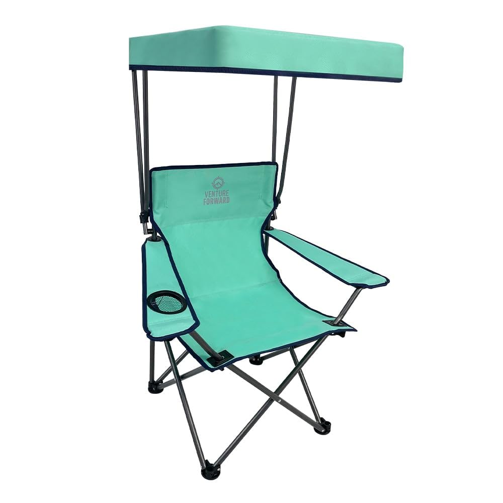 Venture Forward youth canopy chair with sunshade keeps kids shaded during sunny outings.