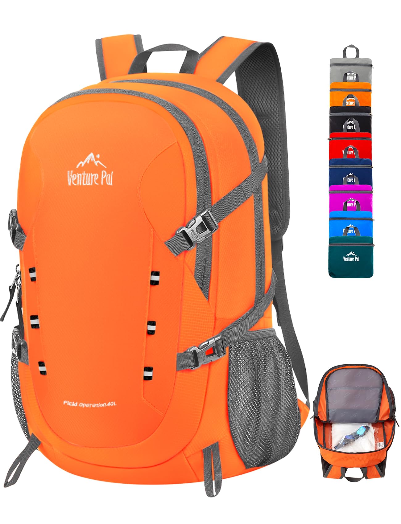 Venture Pal 40L backpack folded compactly for travel storage and packing.