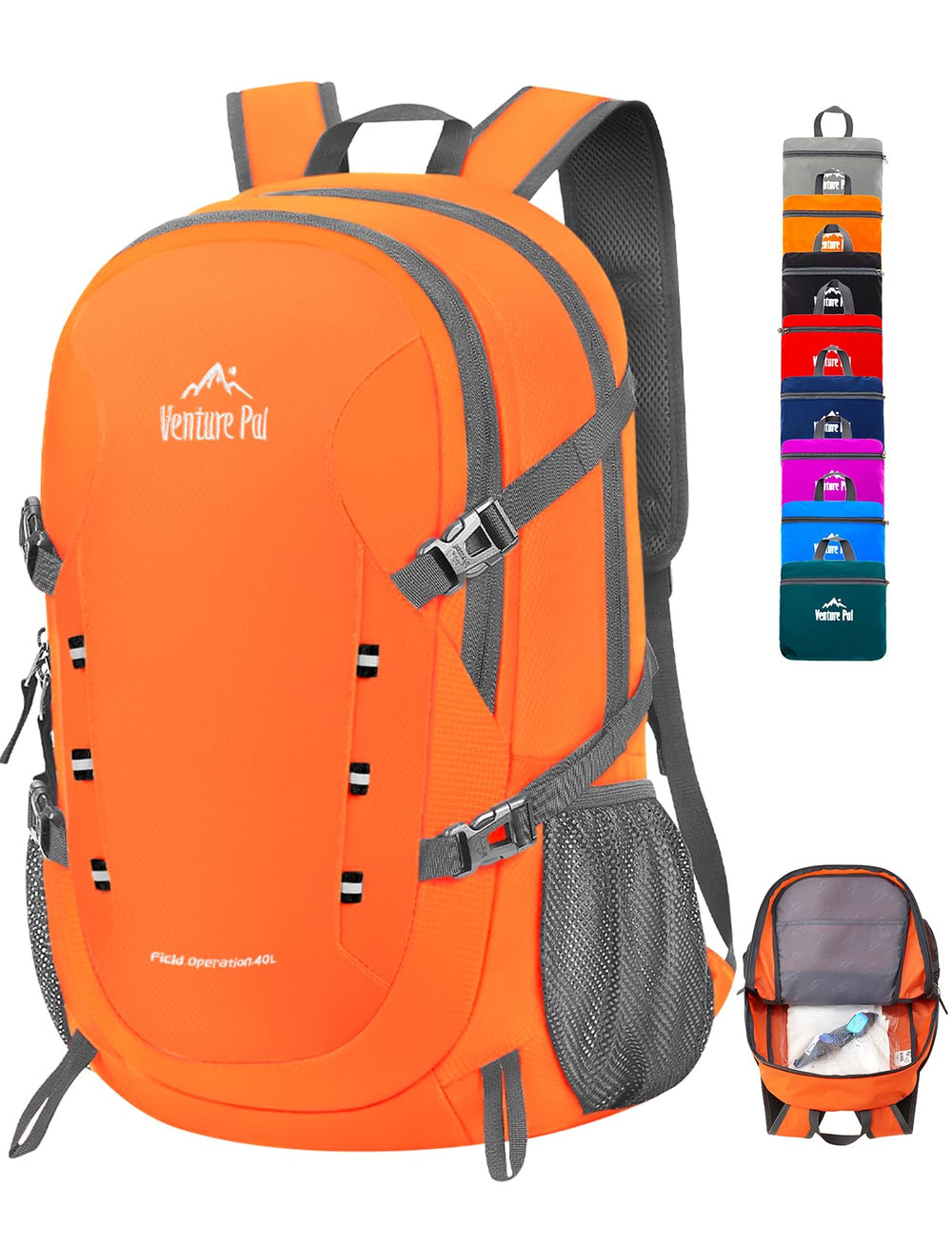 Venture Pal 40L backpack folded compactly for travel storage and packing.