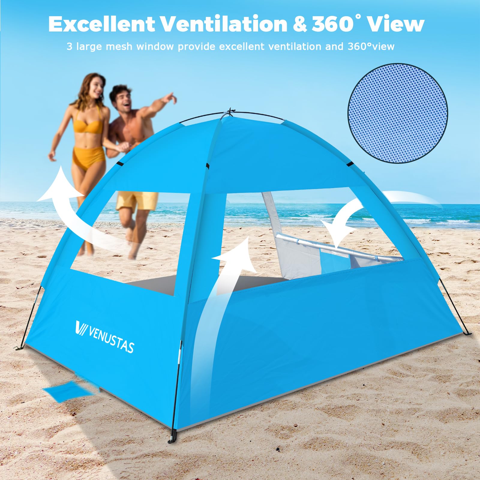 Venustas beach tent folded compact fits in a small bag for travel