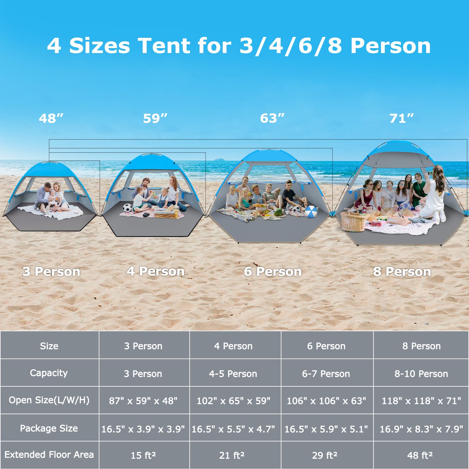 Venustas beach tent interior spacious for family lounging and games