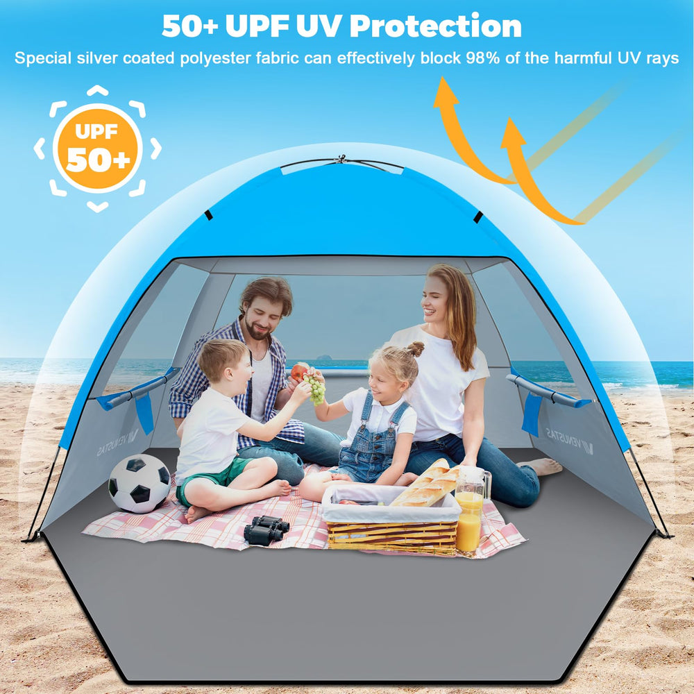 Venustas beach tent UPF 50+ UV protection shields against sun glare