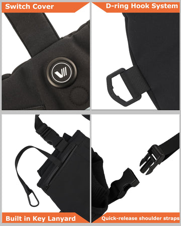 Venustas heated hand muff with large front pocket and easy-access storage
