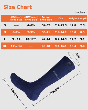 Venustas heated socks ready for outdoor winter use with included batteries.