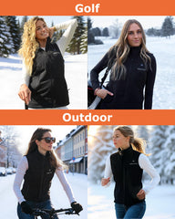 Venustas heated softshell vest back view, full-coverage warmth for chilly days.