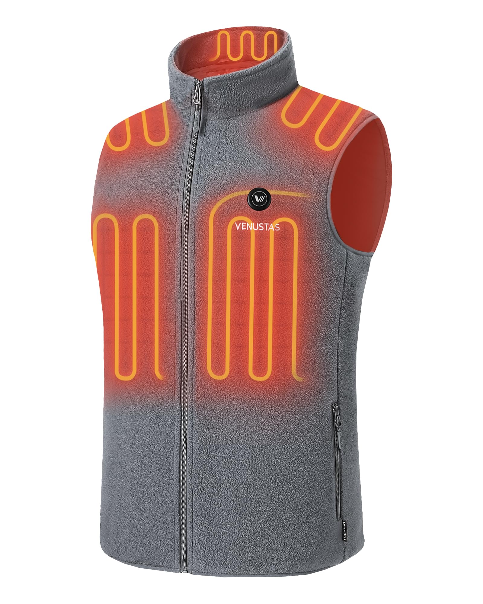 Venustas men's fleece heated vest front view showcases core warmth for outdoor commuting.