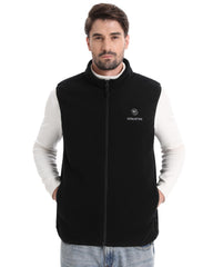 Venustas men's heated vest back view highlights full-back warmth retention.