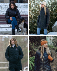Venustas heated jacket side view highlights mid-length coverage and cold-weather versatility.