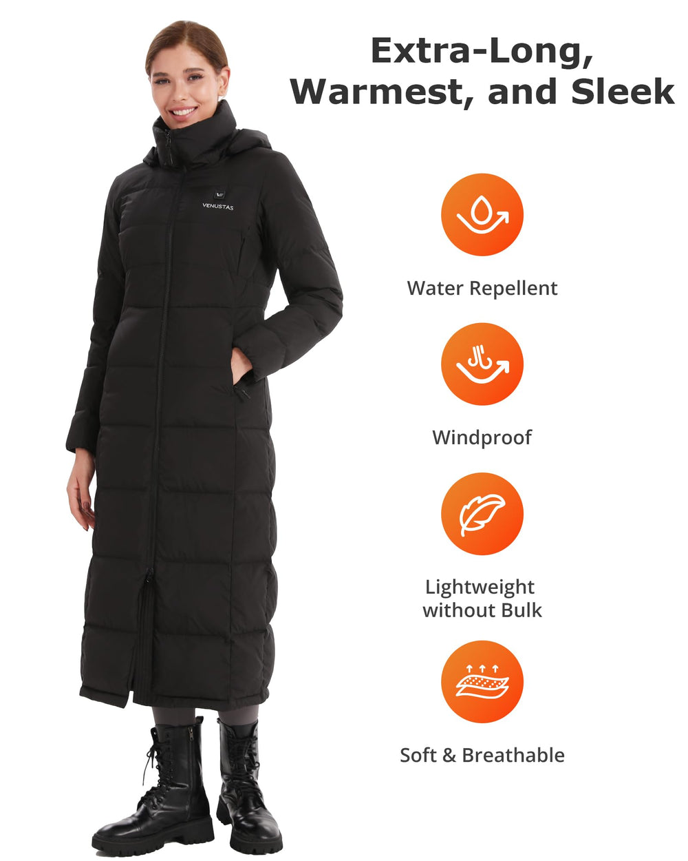 Venustas heated jacket showing 5-zone heat coverage