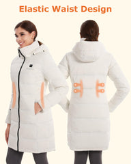 Venustas women's recycled-down heated jacket back view with slim-fit silhouette
