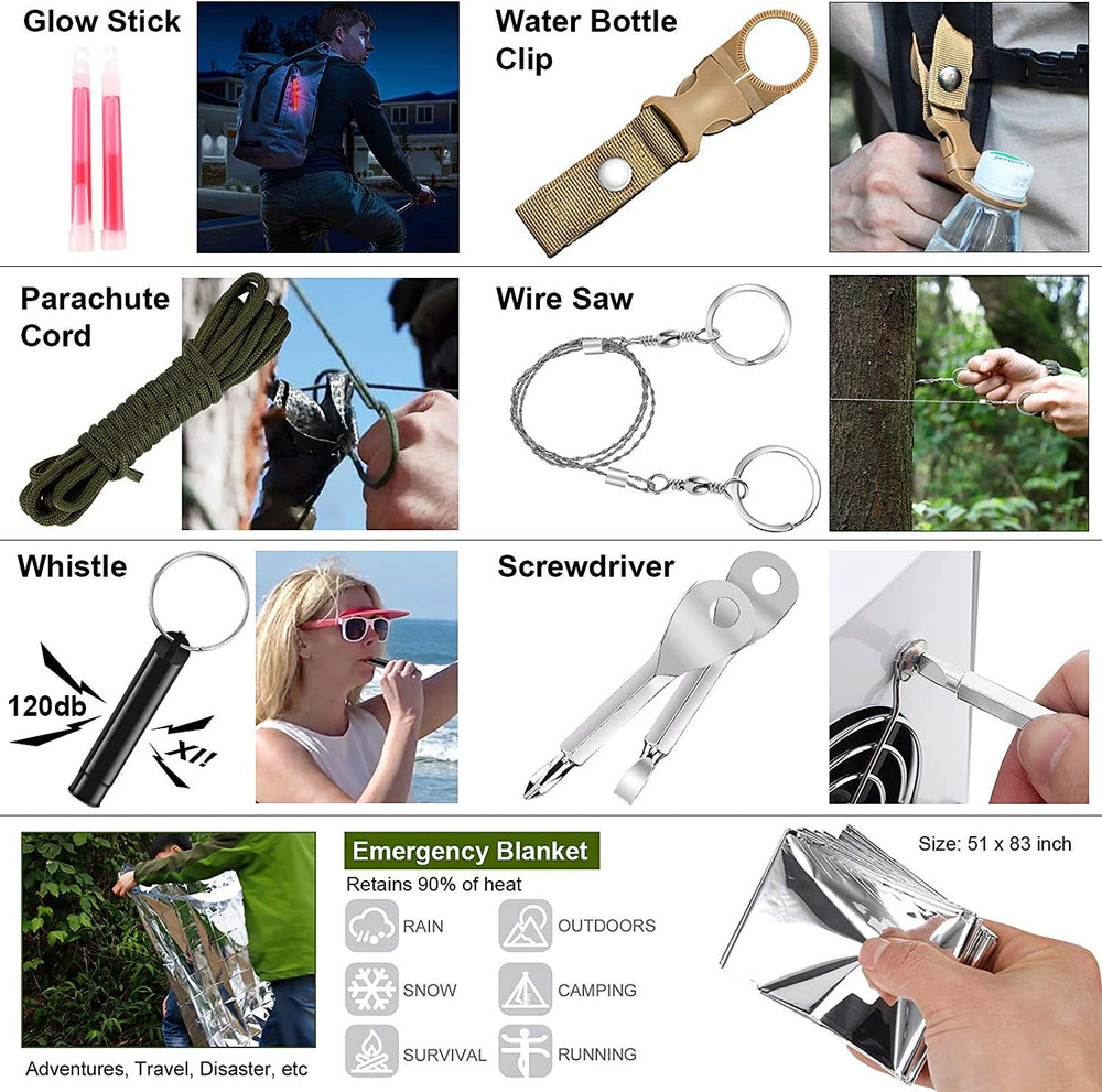 Verifygear emergency blanket and glow stick provide warmth and visibility