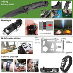 Verifygear survival tools set with bracelet, saw and flashlight for versatile outdoors