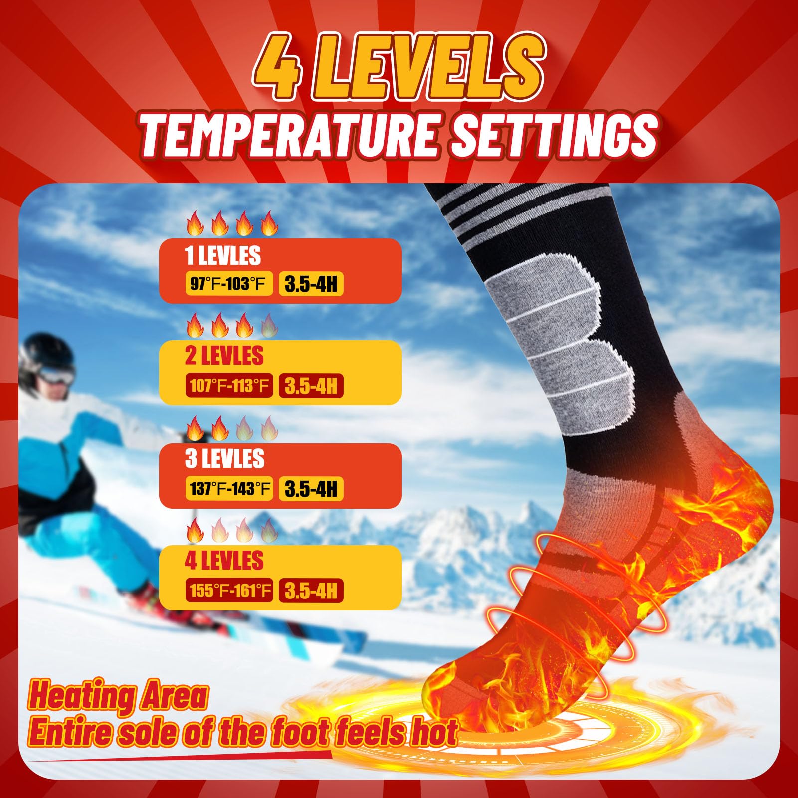 Verosky heated socks battery pack shows extended power
