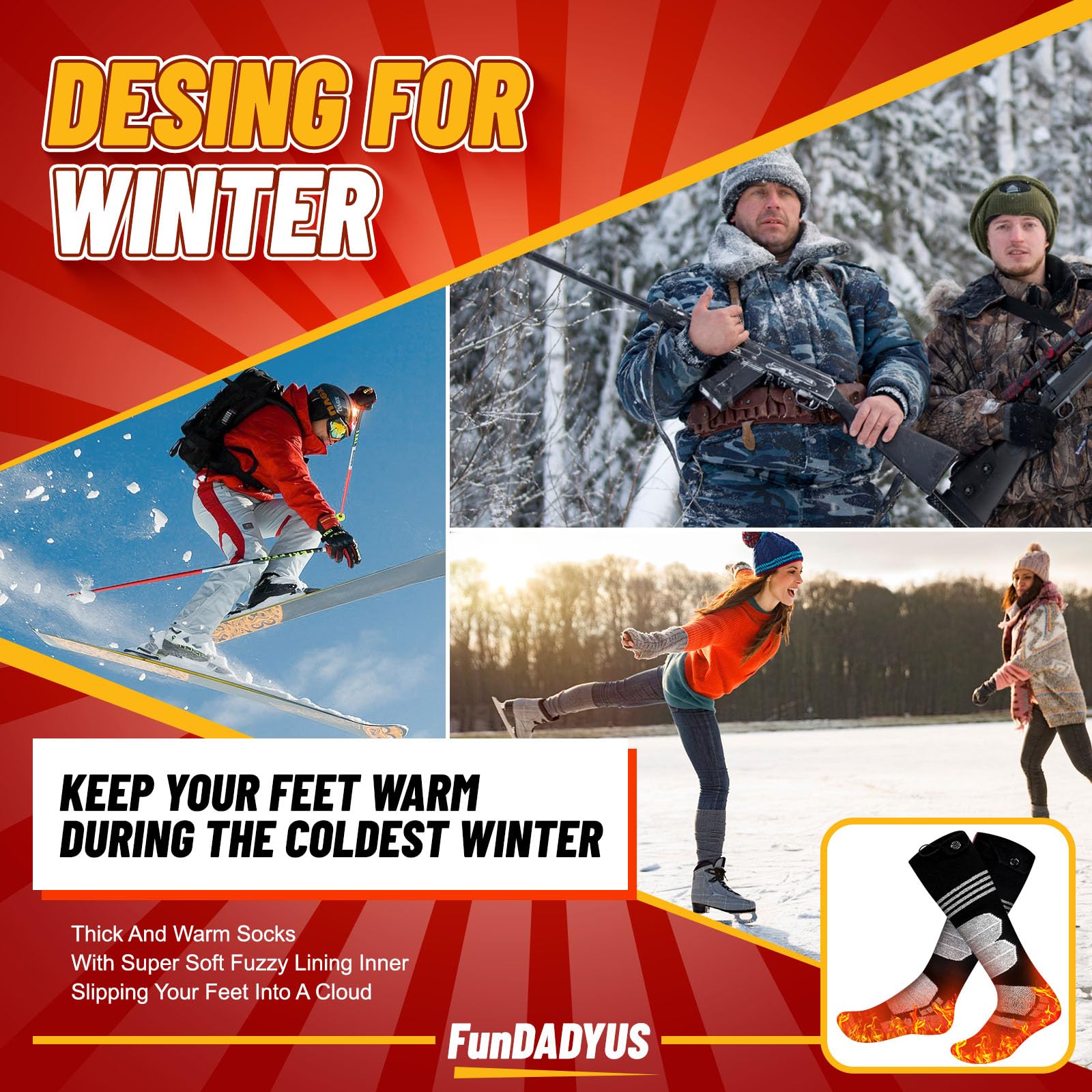 Verosky heated socks easy care with removable batteries