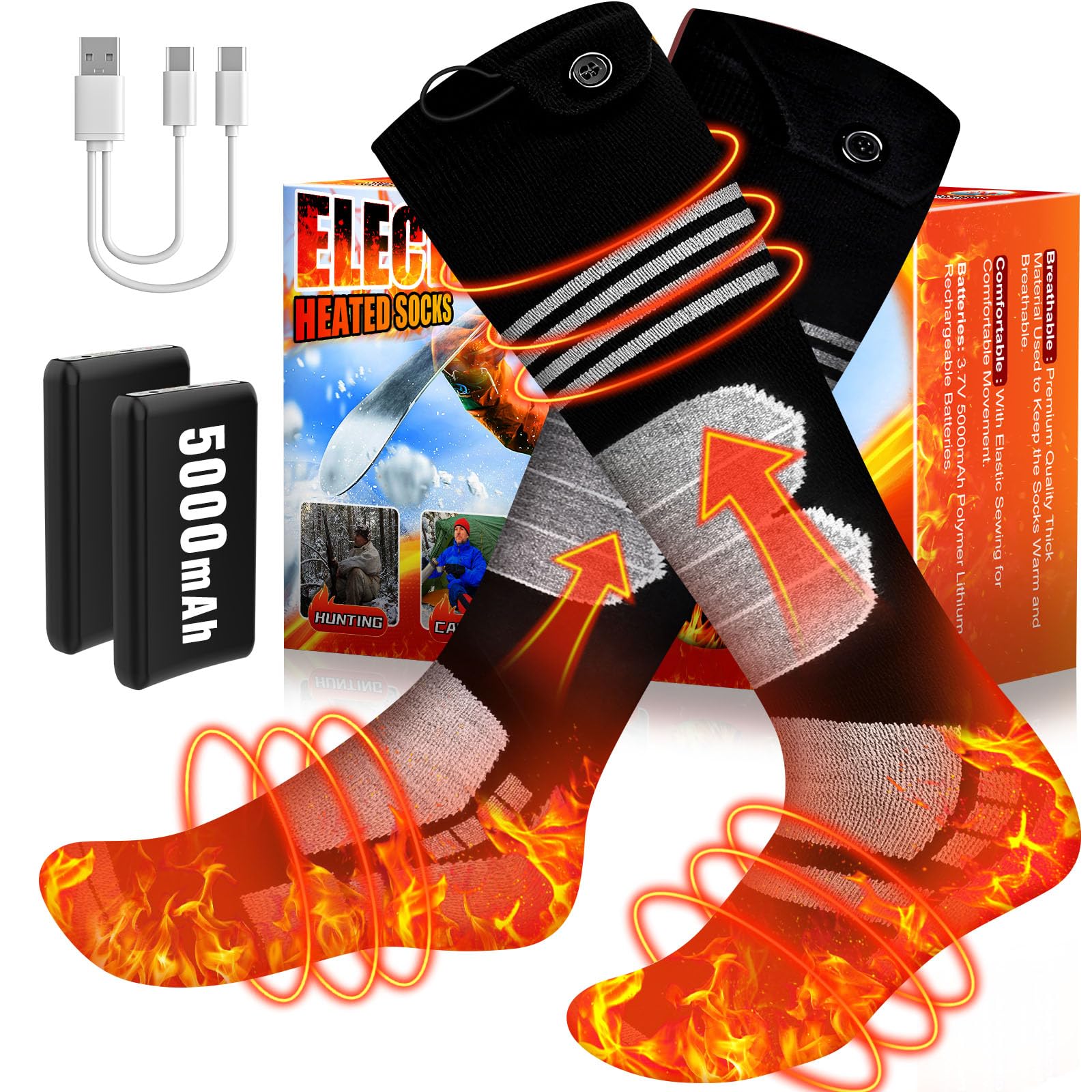 Verosky heated socks with full-foot heat for all-day warmth