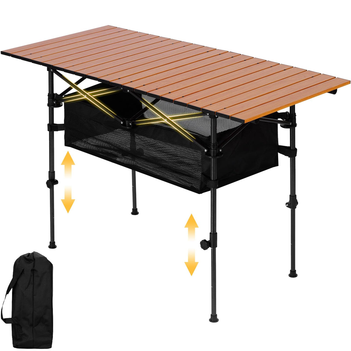 Verovita portable folding table extended legs on uneven terrain for stable outdoor dining.