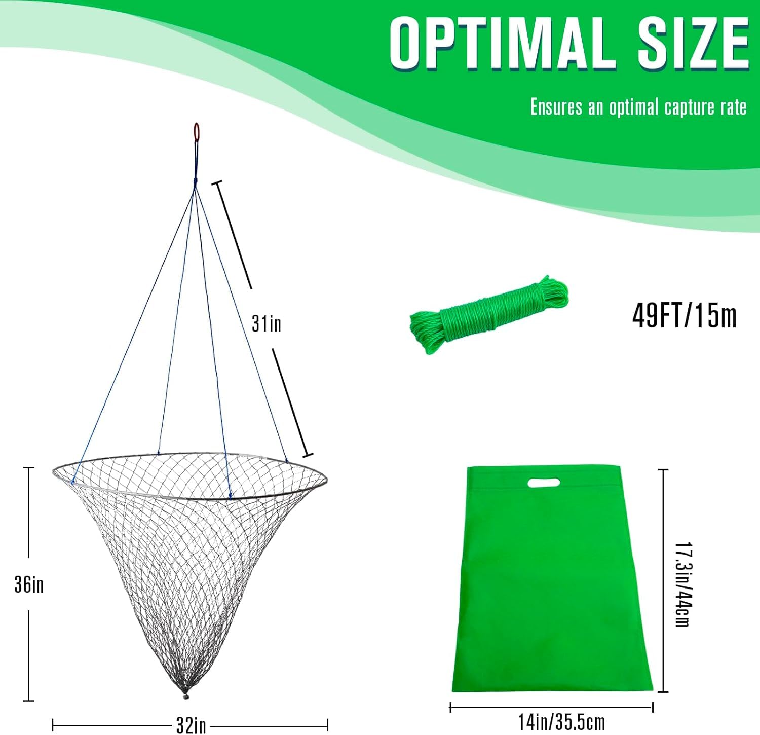 Versatile pier fishing net suitable for fish, crab, lobster, and more